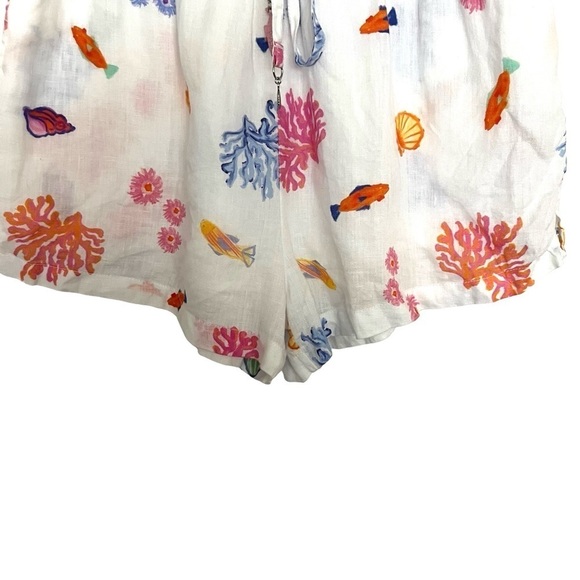 Seafolly White Under The Sea Beach 100% Linen Shirt and Shorts Set Medium - Picture 10 of 16